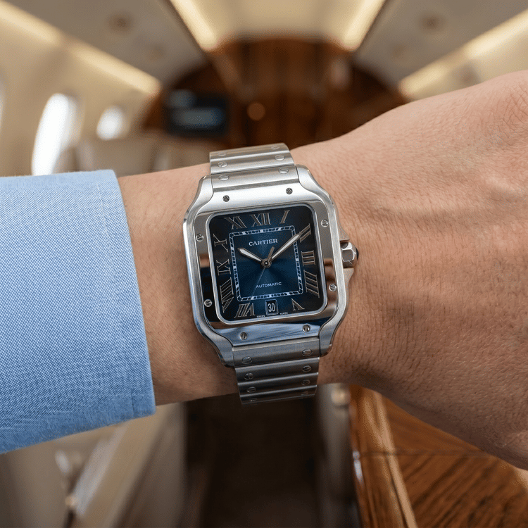 Cartier Santos De Cartier Blue Dial Steel Automatic-Hover-Image
