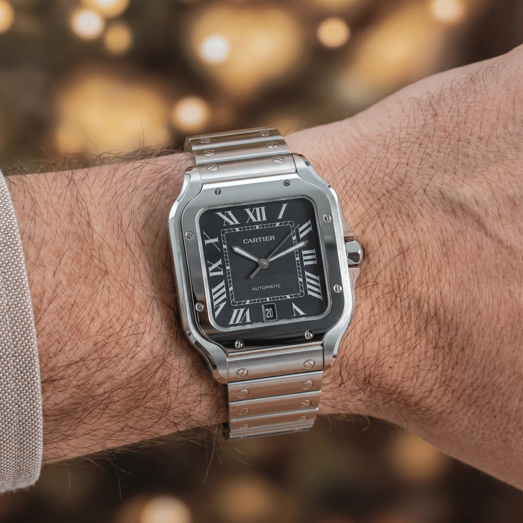 Cartier Santos De Cartier Black Dial Steel Automatic-Hover-Image