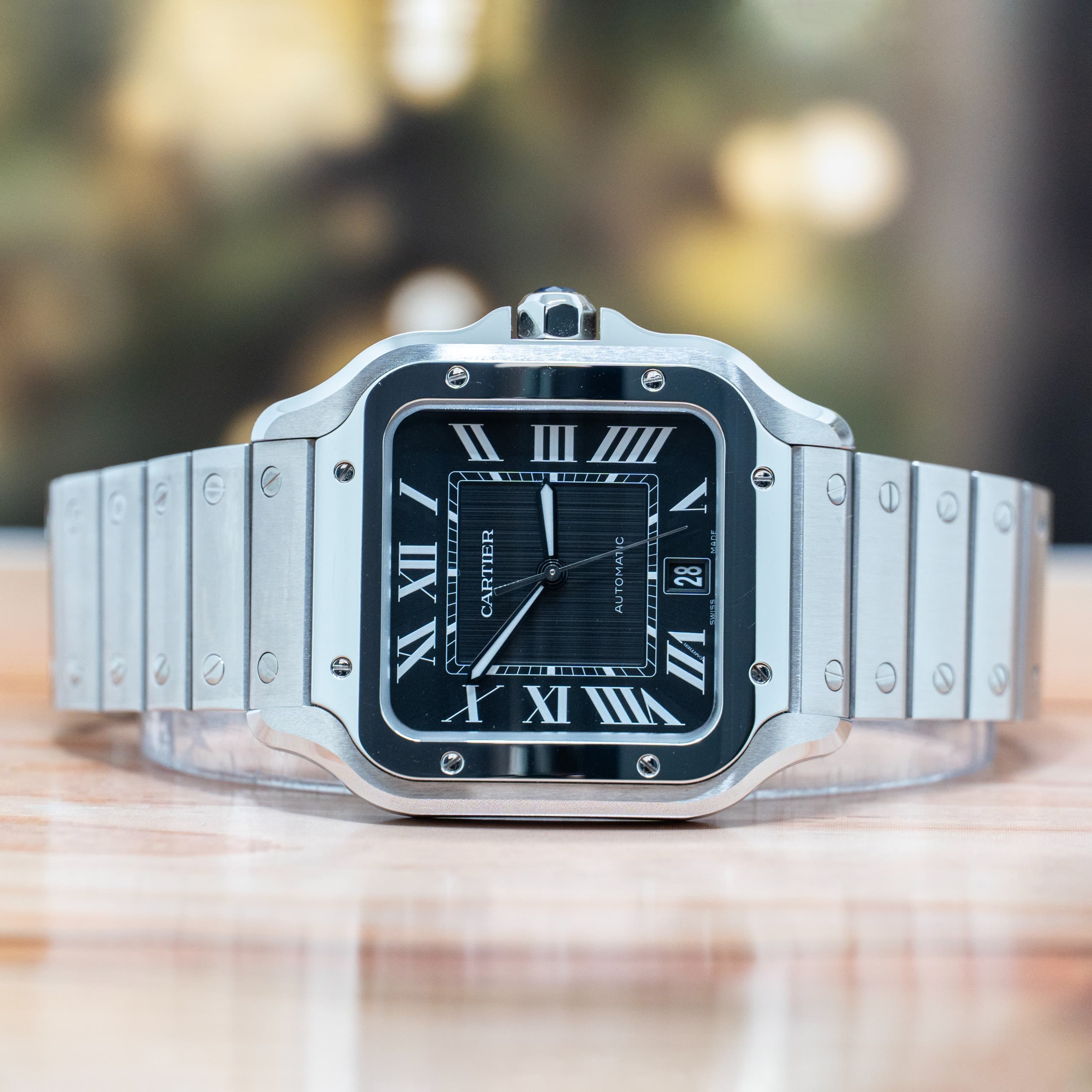 Cartier Santos De Cartier Black Dial Steel Automatic