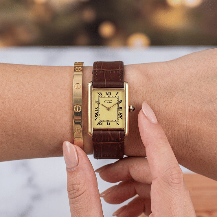 Cartier Tank Vermeil 20 MM Yellow Dial Gold Plated Quartz Watch Ref. No 5057001-Hover-Image