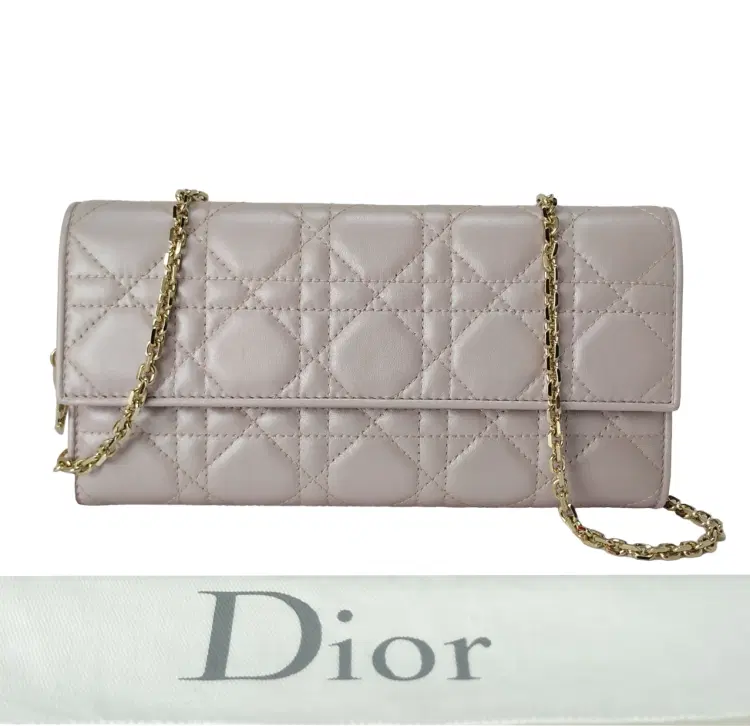 Dior Pink Cannage Lady Dior Rendezvous Wallet On Chain-Hover-Image