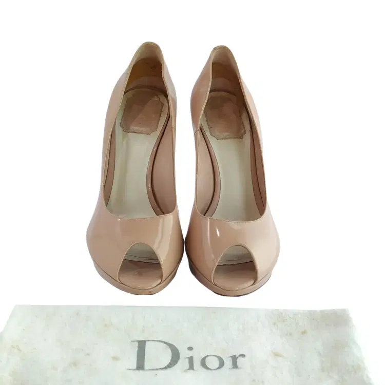 Dior Patent Leather Miss Dior Nude Peep Toe Pumps-Hover-Image