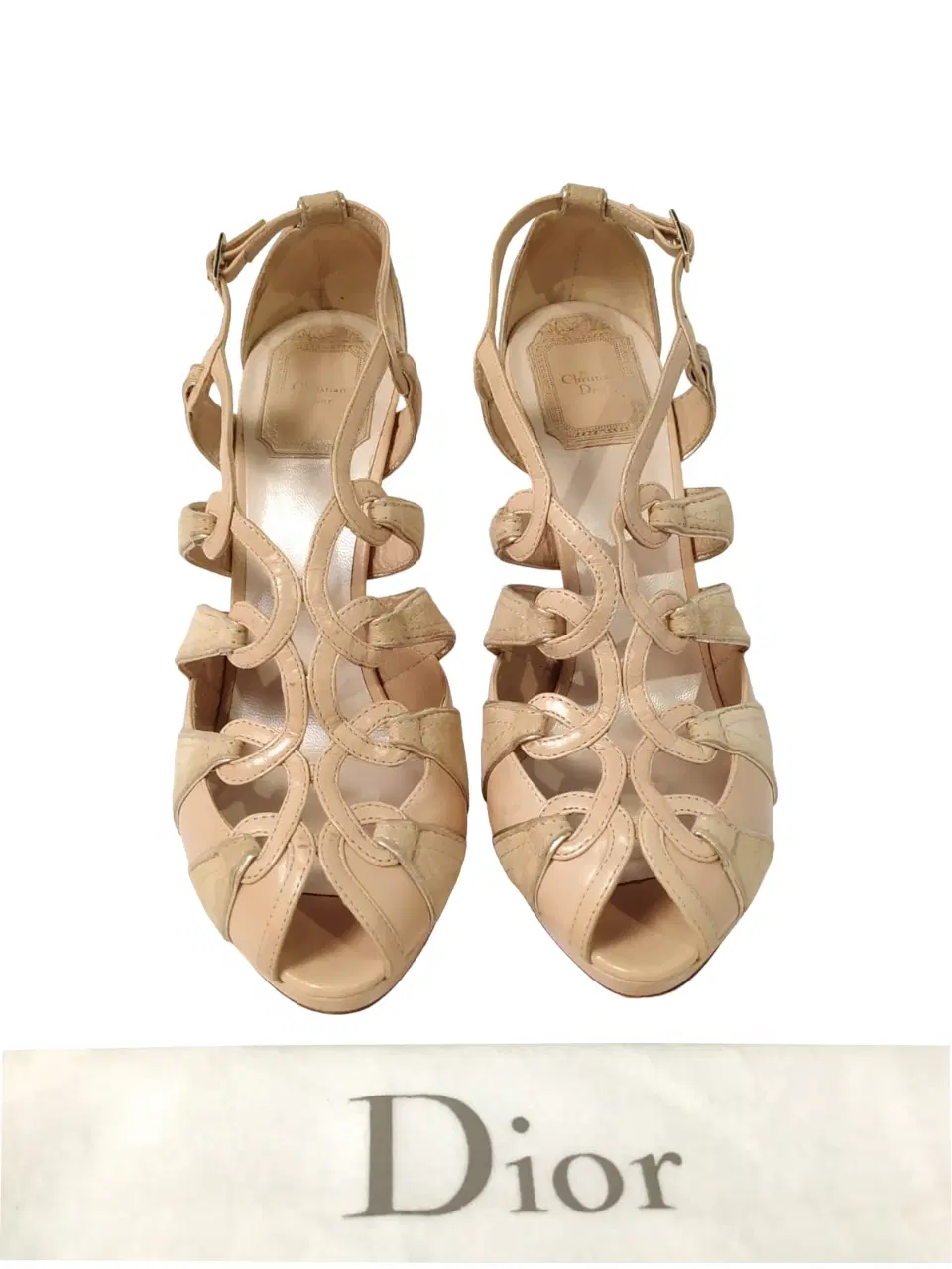 Dior Beige Cut Out Open Toe Sandals