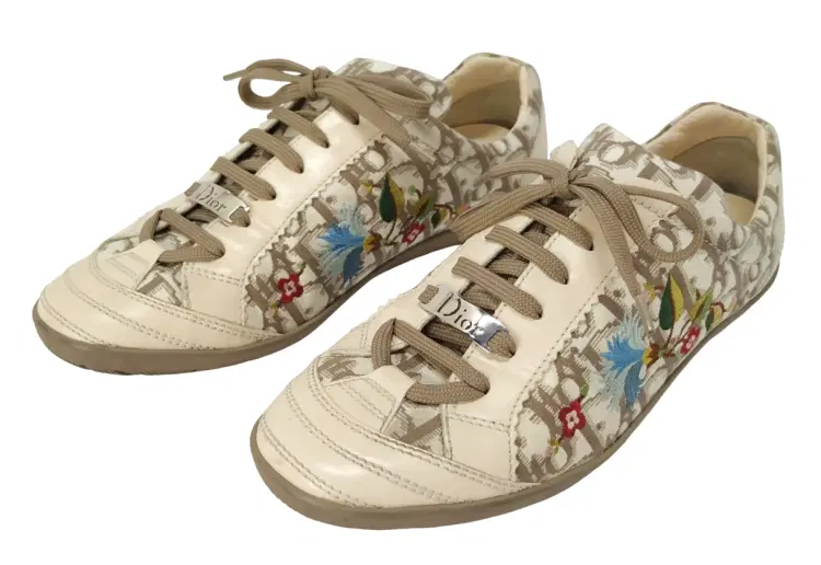 Size 38 - Dior Monogram Floral Embroidered Canvas Lace Up Sneakers-Hover-Image