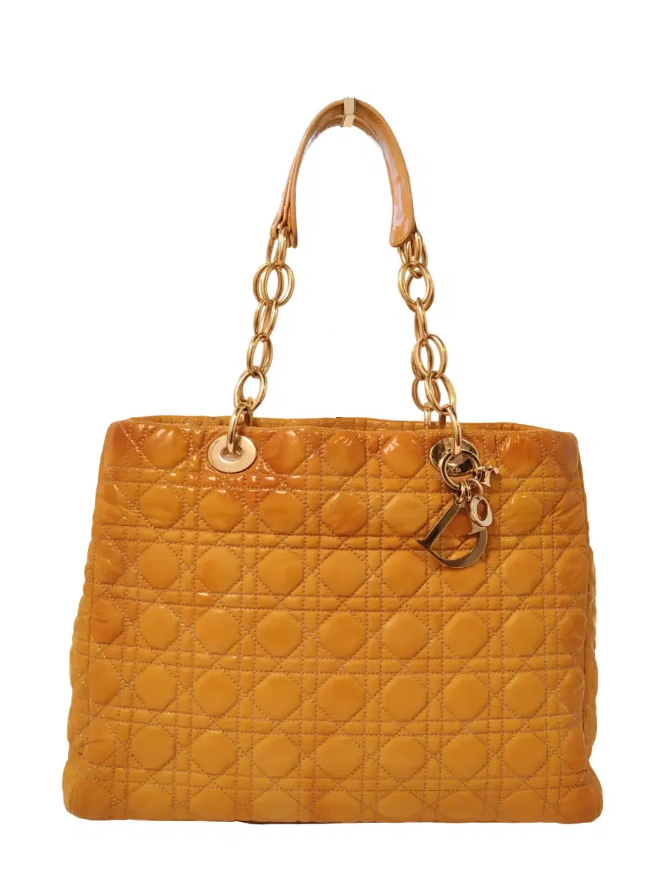 Dior Cannage Quilted Soft Patent Leather Chain Tote