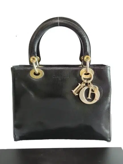Dior Black Patent Leather Lady Dior Bag