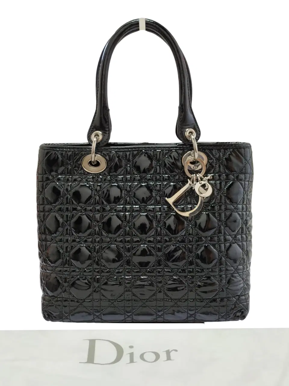 Dior Cannage Quilted Soft Patent Leather Lady Dior Tote