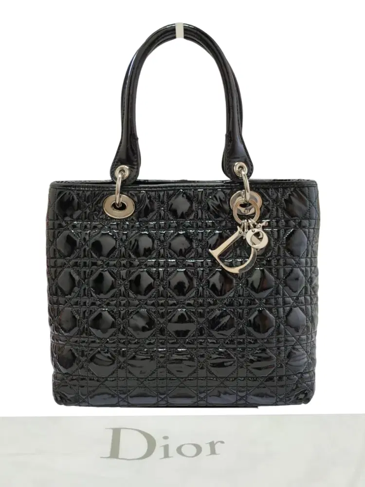 Dior Cannage Quilted Soft Patent Leather Lady Dior Tote-Hover-Image