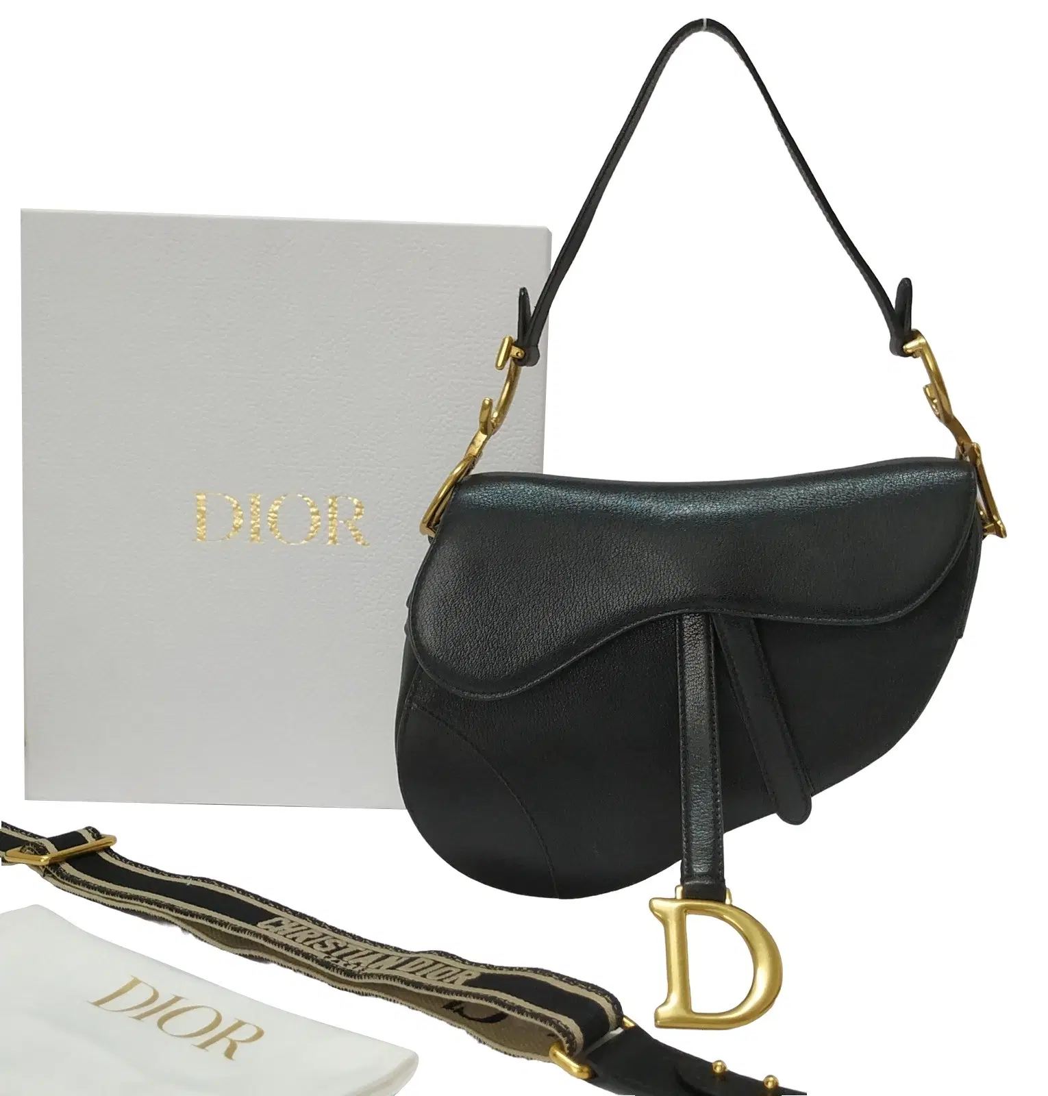 Dior Black Saddle Bag With Strap