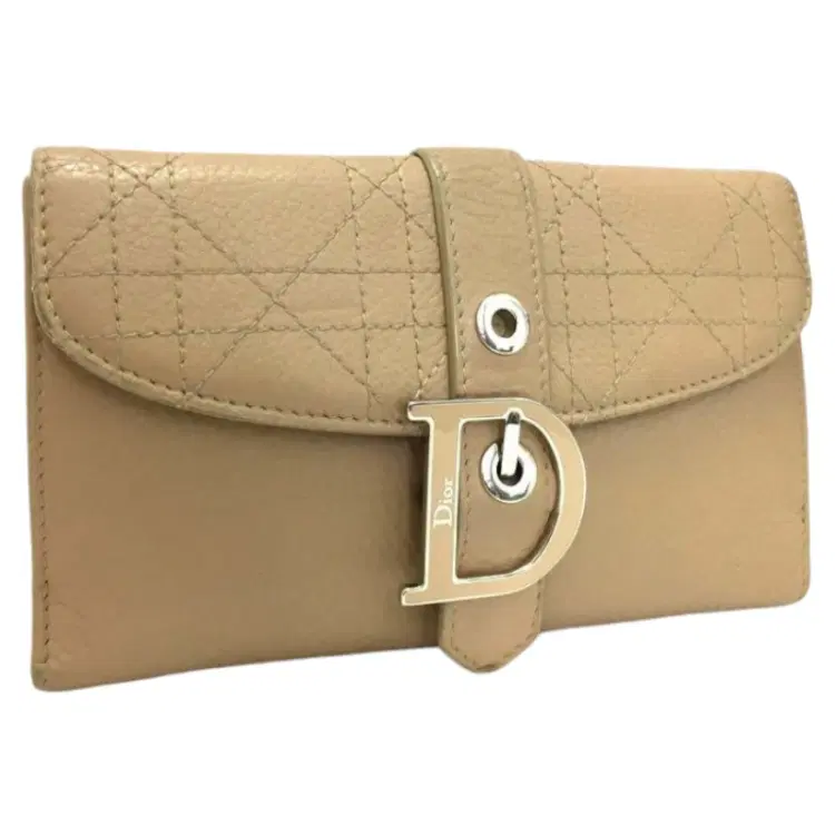 Christian Dior Bifold Leather Wallet Metal D Logo-Hover-Image