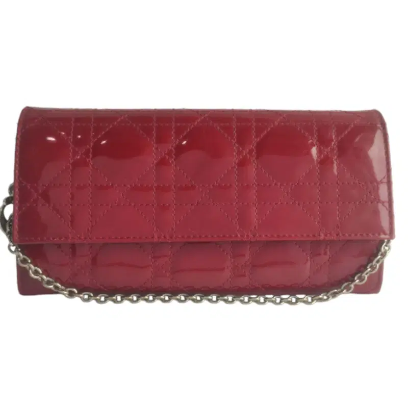 Dior Patent Leather Lady Dior Wallet On Chain