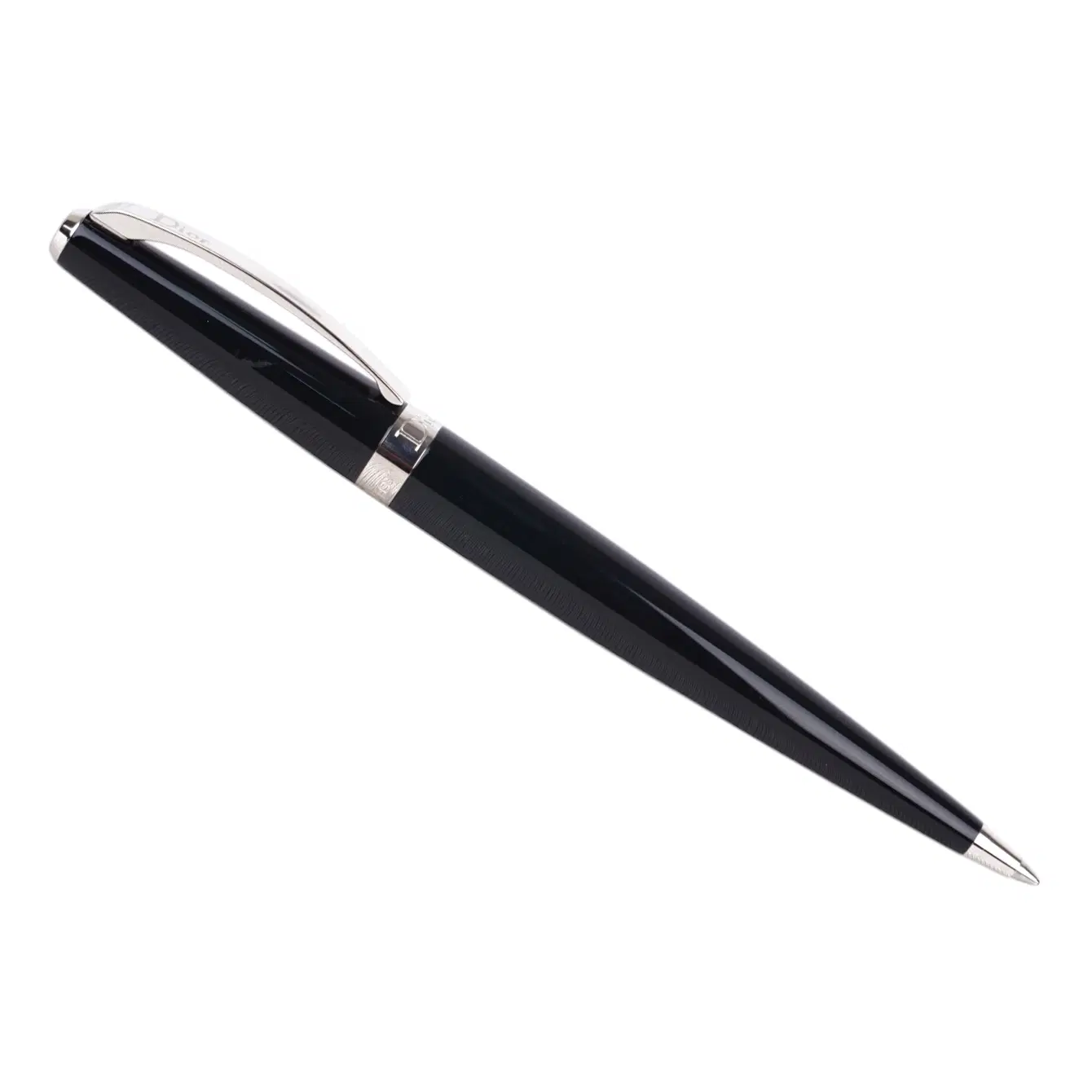 Dior Black Lacquer Silver Tone Ball Point Pen