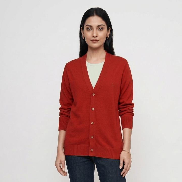 Christian Dior Monsieur Vintage Red Acrylic Knit Cardigan, Size L