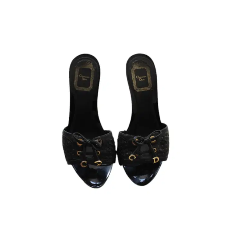 Chrsitian Dior Black Peep Toe Kitten Heels-Hover-Image