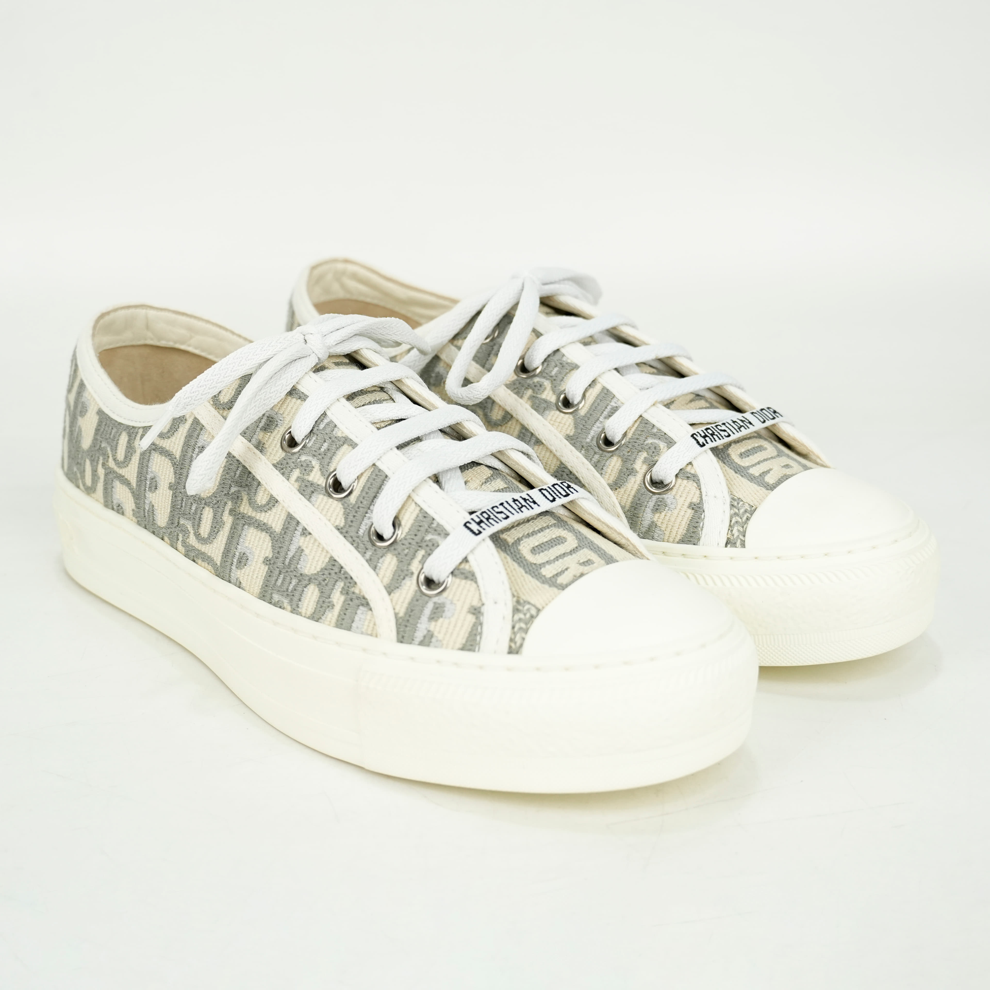 Size 37.5 - Dior Walk'n'Dior Sneakers in Embroidered Cotton