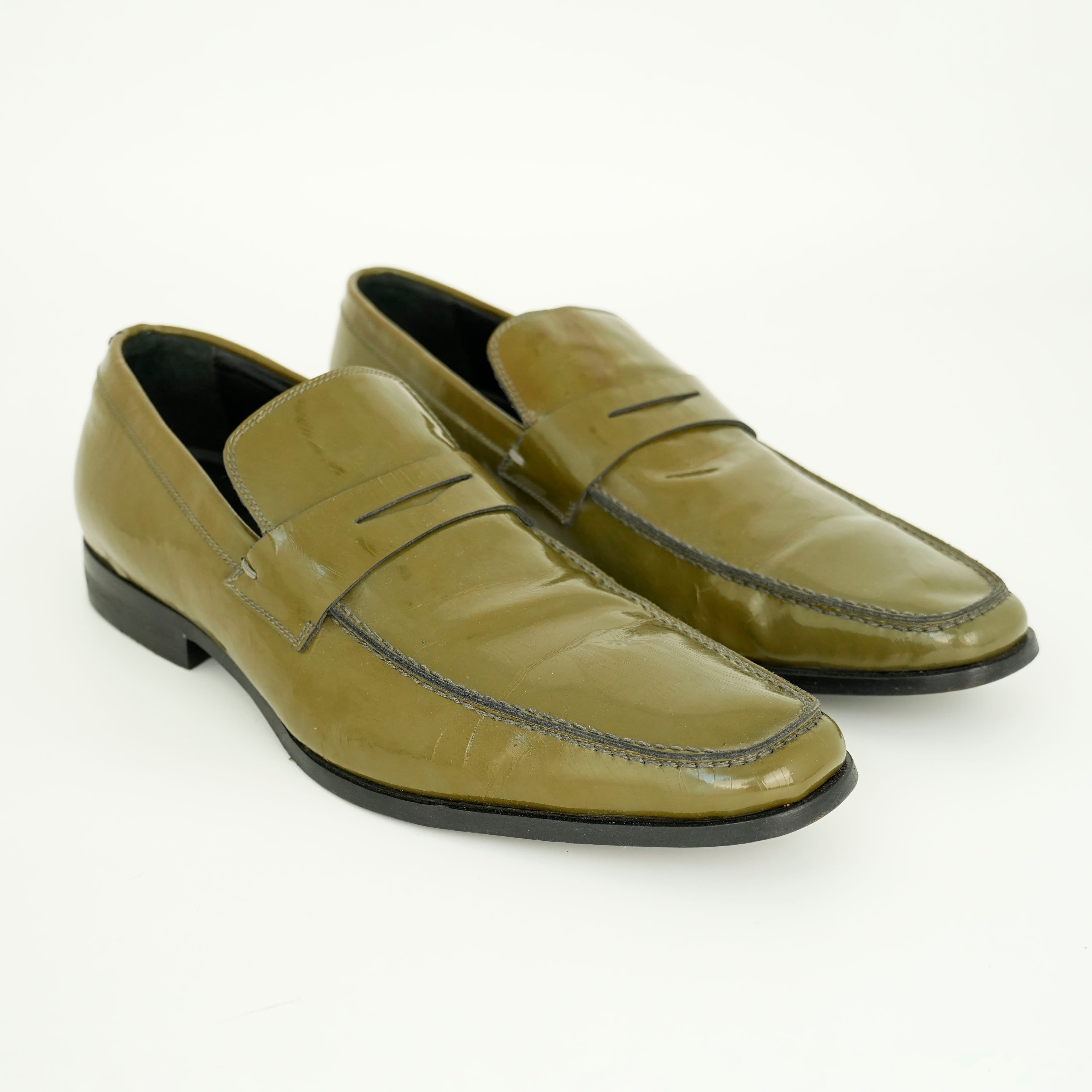 EU 44 - Christian Dior Olive Green Patent leather Mens Loafers