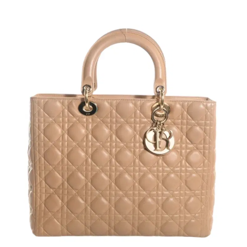Christian Dior Lambskin Cannage Large Lady Dior Beige