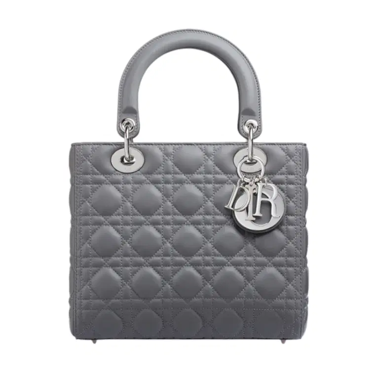 Christian Dior Lady Dior Grey Cannage Quilted Patent Leather Bag-Hover-Image