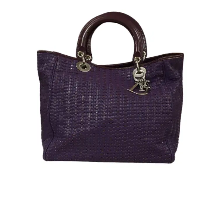 Christian Dior Purple Woven Leather Tote-Hover-Image