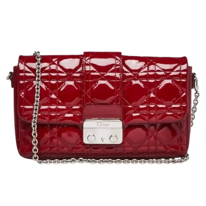 Christian Dior Red Cannage Quilted Patent Clutch