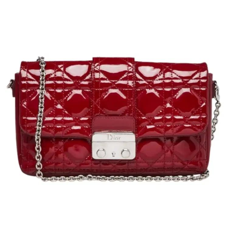 Christian Dior Red Cannage Quilted Patent Clutch-Hover-Image