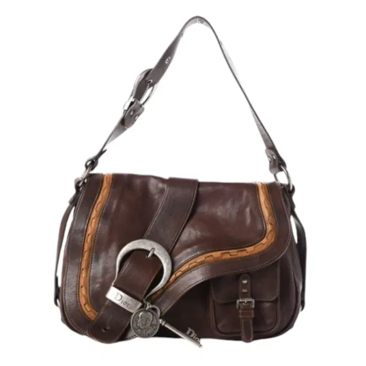 Christian Dior Brown Gaucho Saddle Handbag Bag-Hover-Image