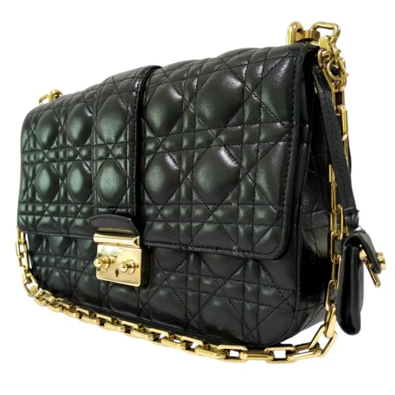 Dior Black Cannage Leather Medium Miss Dior Flap Bag
