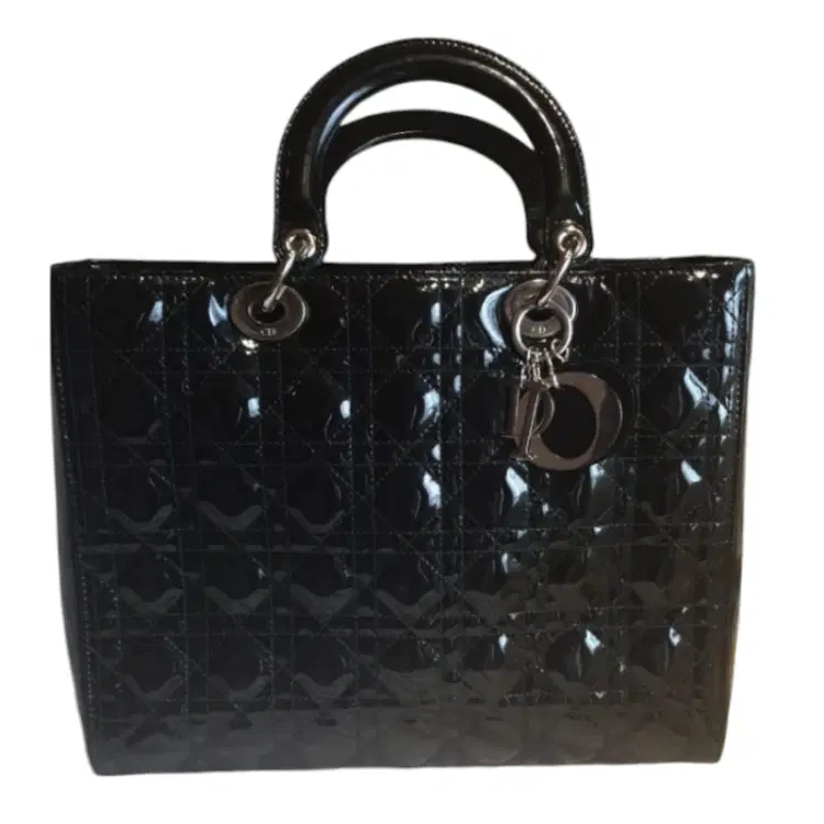 Lady Dior Black Patent Leather Medium Tote-Hover-Image