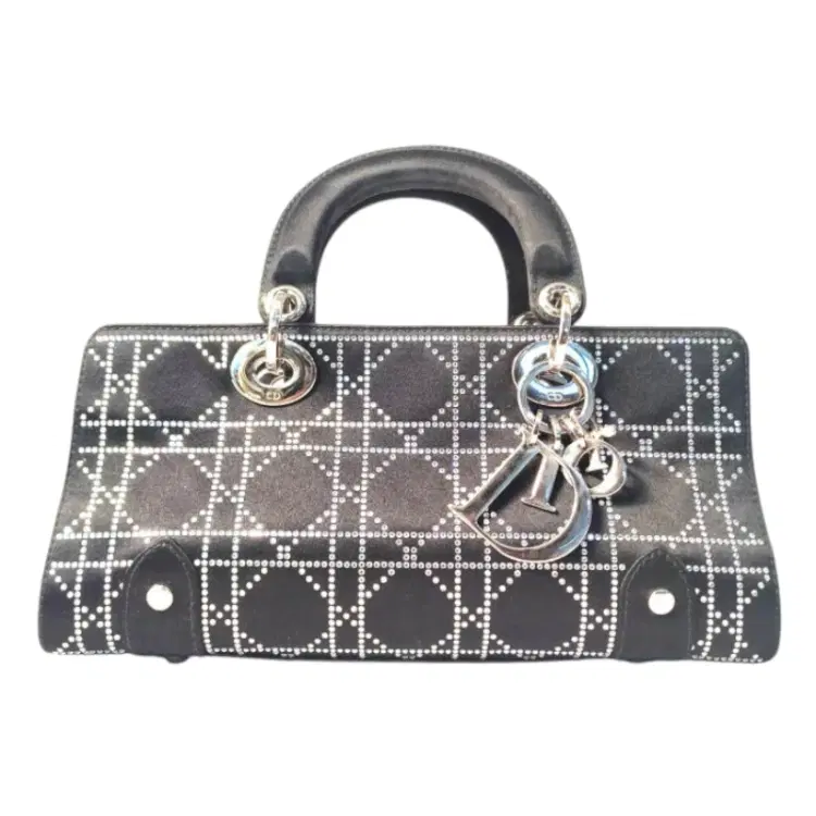Dior Black Satin Crystal East West Handbag-Hover-Image