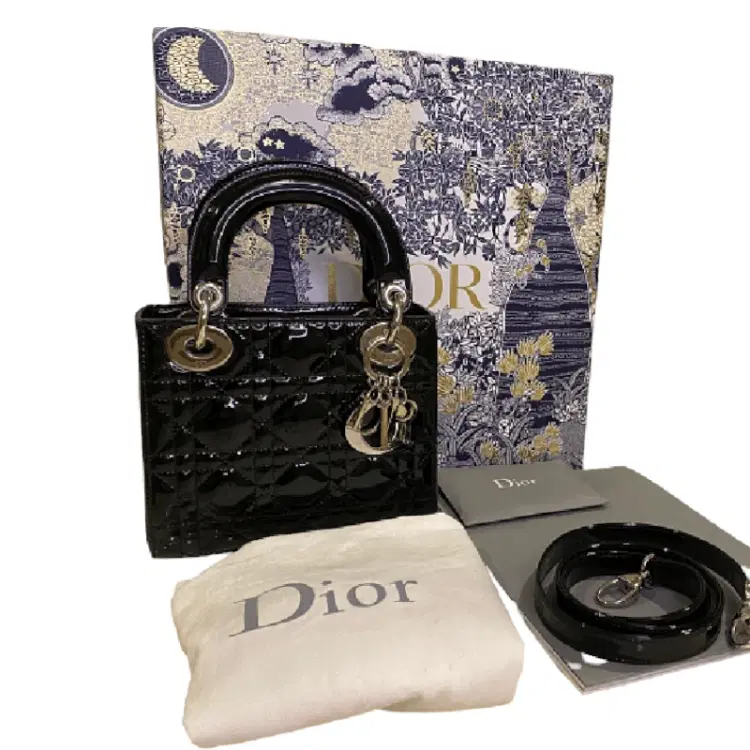 Dior Black Patent Mini Lady Dior Bag-Hover-Image