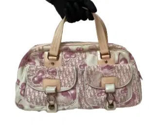 Dior Pink and White Floral Design Handbag-Hover-Image