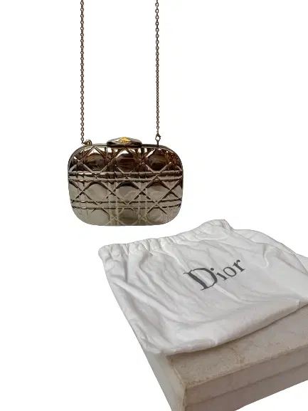 Dior Gold Cannage Metal Evening Clutch