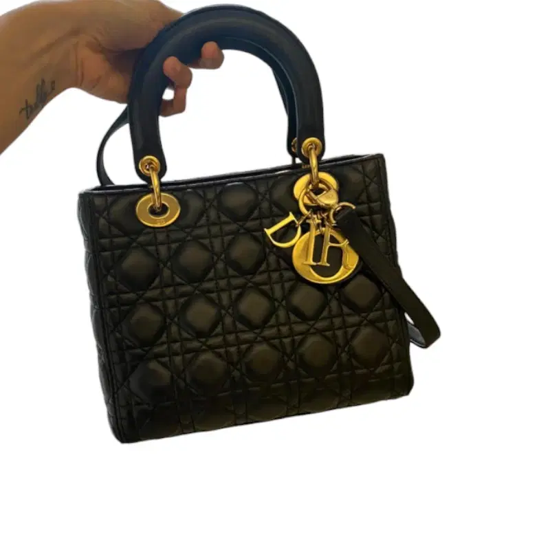 Dior Black Medium Lady Dior Cannage Lambskin Bag