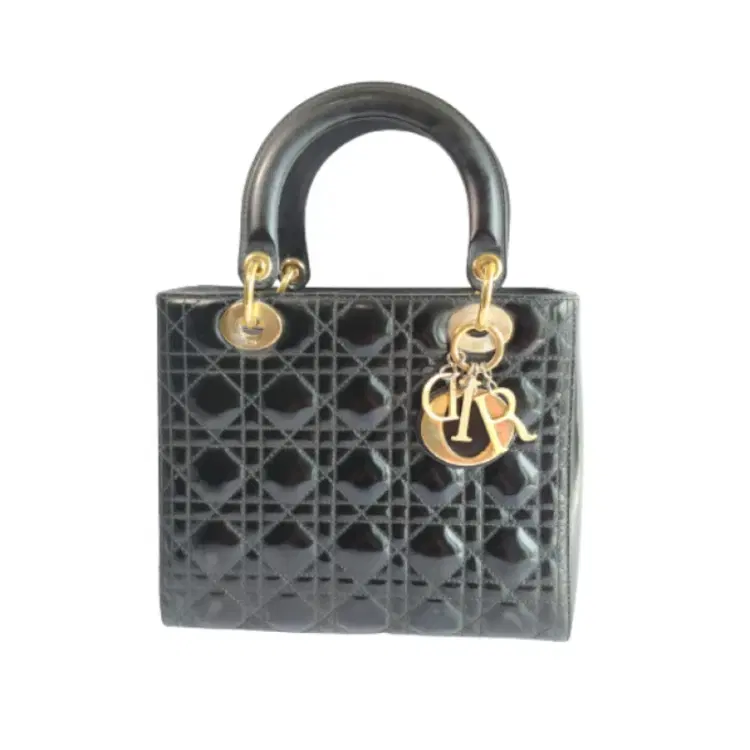 Dior Black Patent Cannage Calfskin Medium Lady Dior Bag-Hover-Image