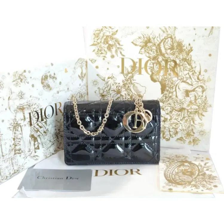 Lady Dior Black Patent Cannage Calfskin Nano Pouch-Hover-Image