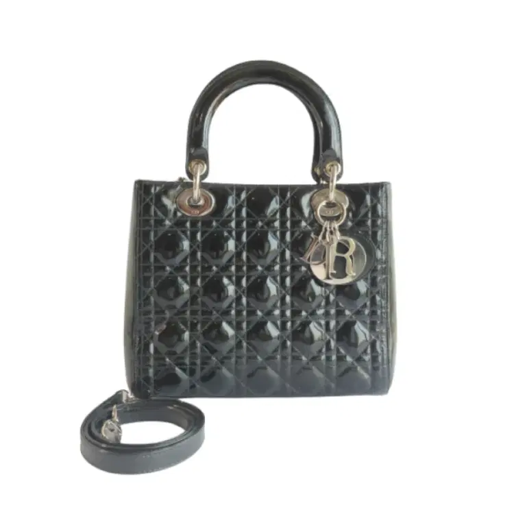 Dior Quilted Black Patent Lady Dior Handbag-Hover-Image