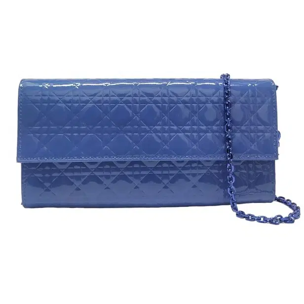 Dior Lady Dior Clutch Bag Cannage Patent Blue