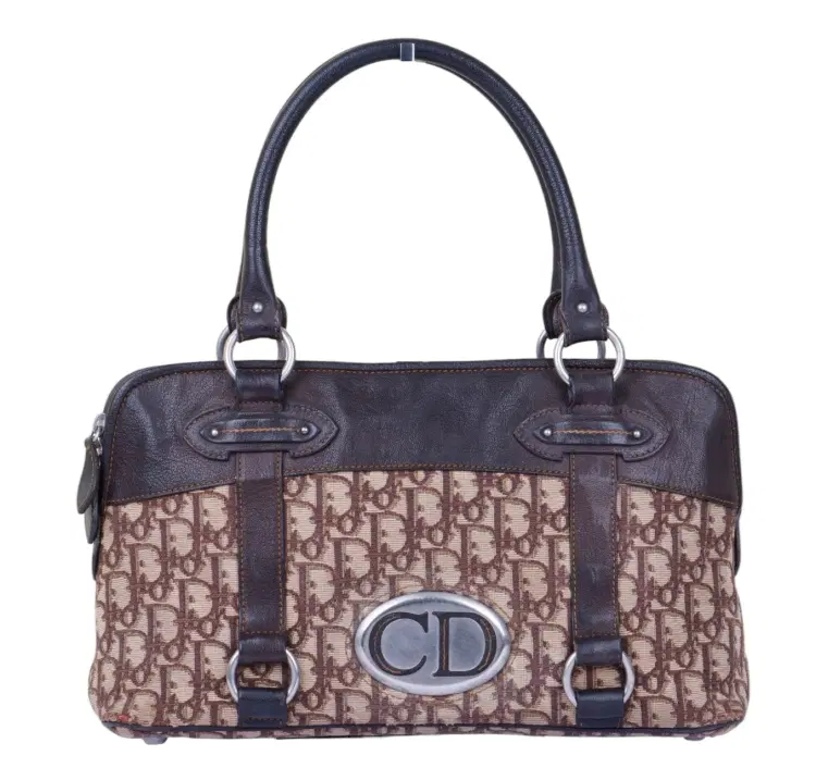Christian Dior Brown Monogram Bag CD Boston Tote-Hover-Image
