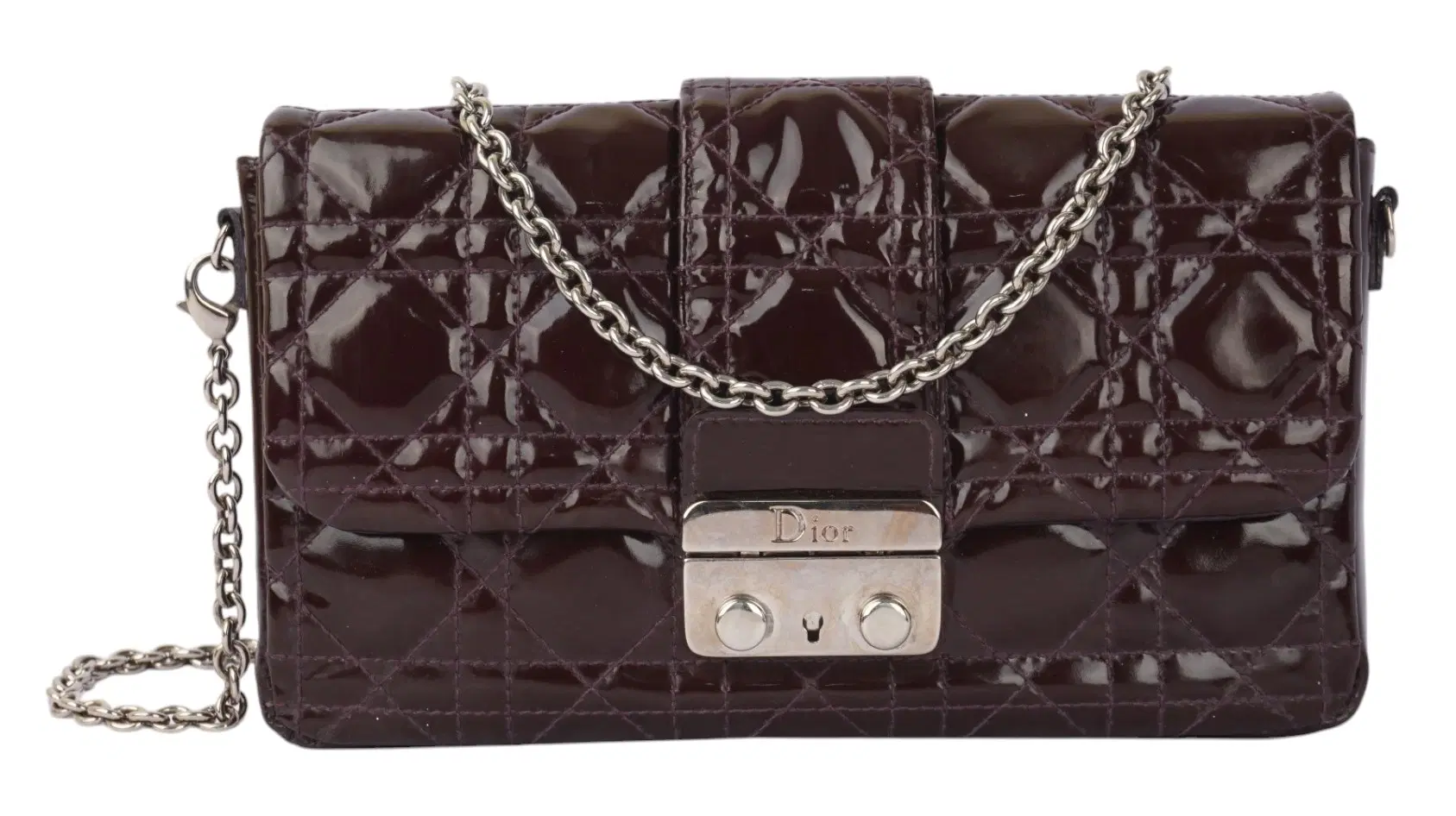 Dior Cannage Quilted Patent Leather Sling Bag