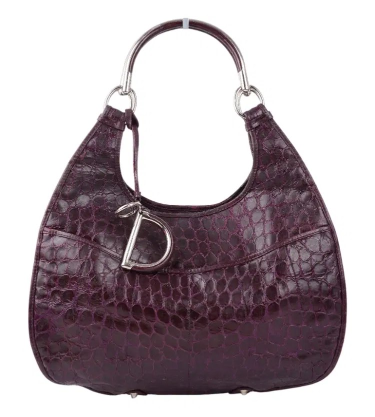 Dior Purple Croc Embossed Patent Leather 61 Tote Bag-Hover-Image