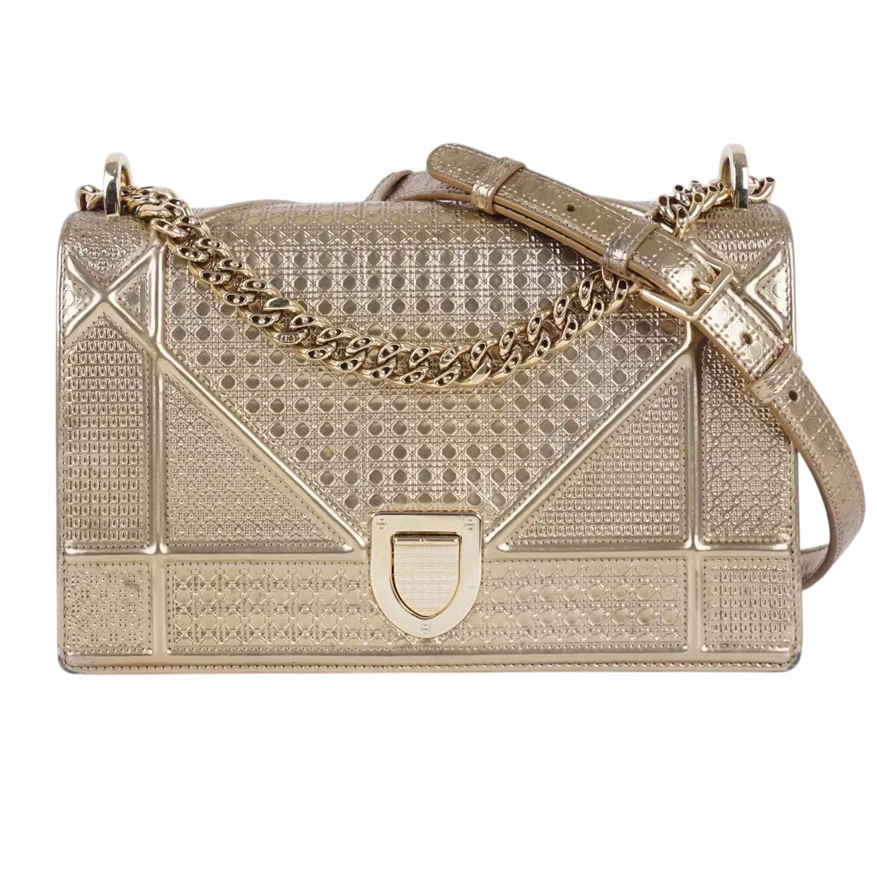 Christian Dior Medium Gold Metallic Diorama Bag