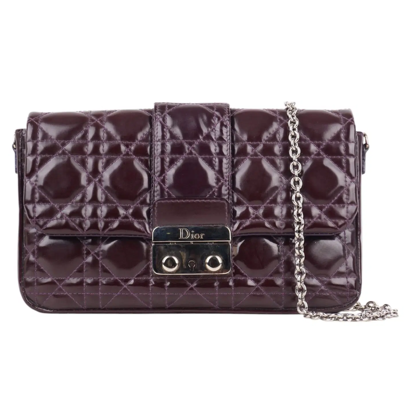 Dior Patent Leather New Lock Chain Clutch Bag