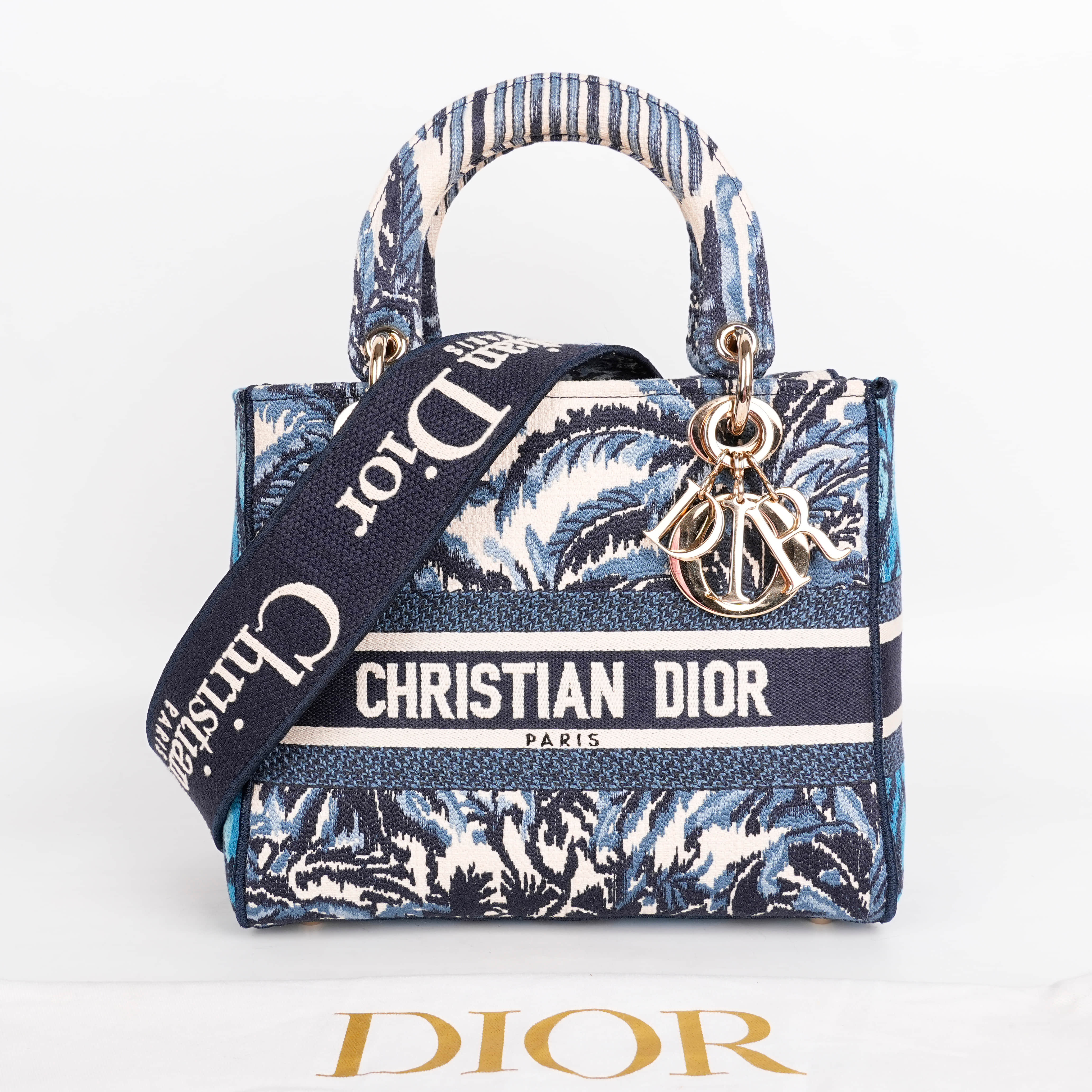 Dior Lady D-Lite Palm Tree Toile De Jouy Shoulder Bag - Luxepolis