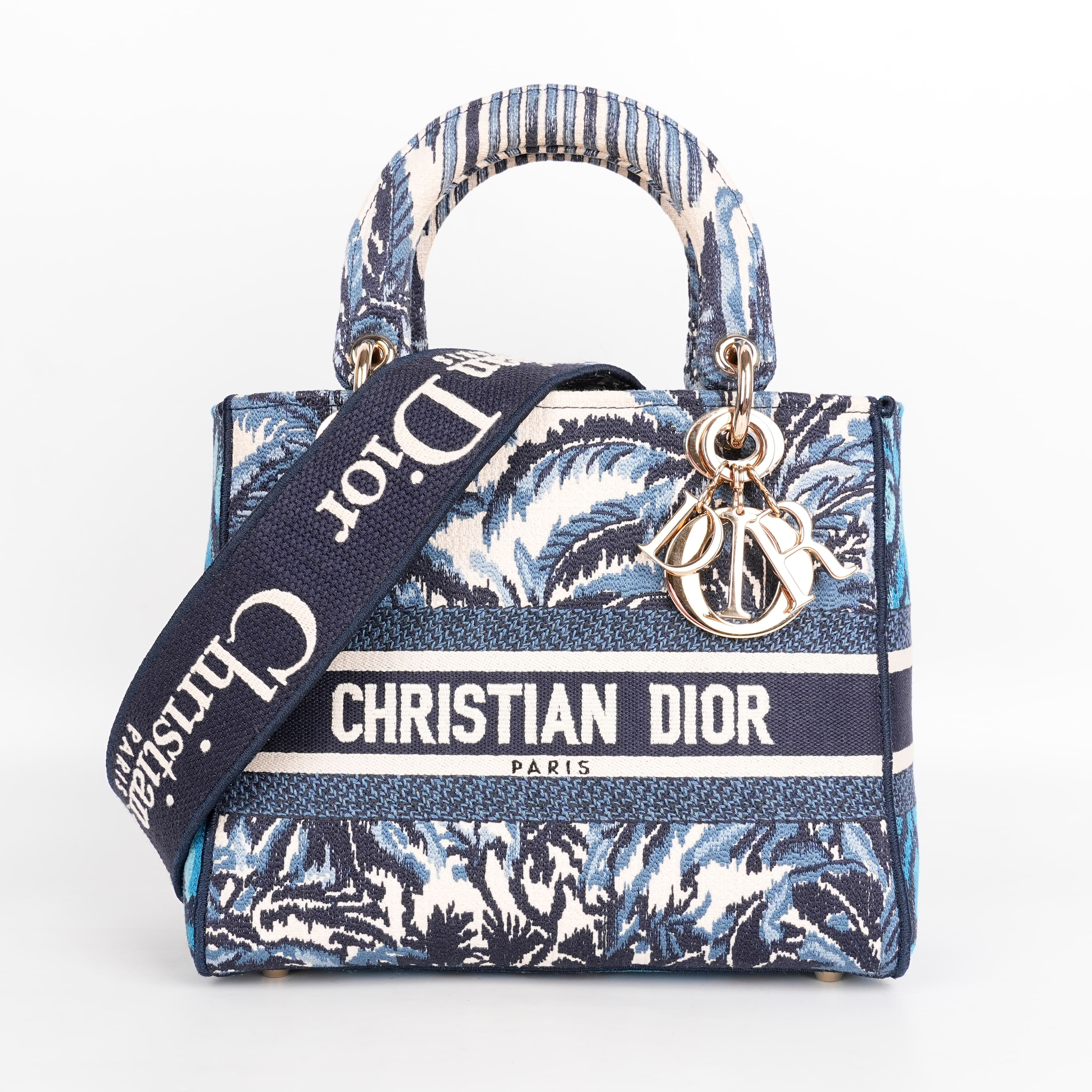 Dior Lady D-Lite Palm Tree Toile De Jouy Shoulder Bag