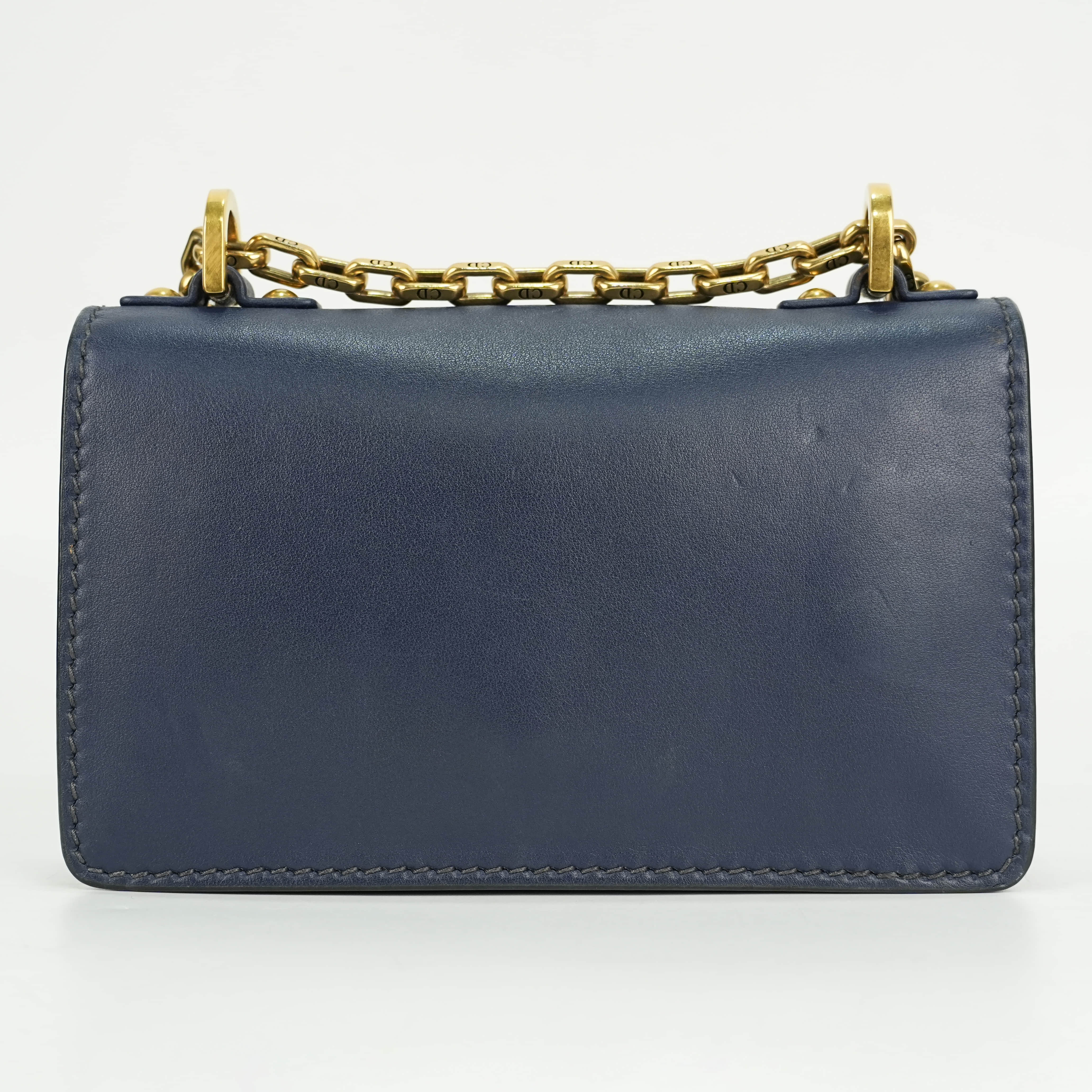 Christian Dior Calfskin J'Adior Chain Flap Bag Navy Blue