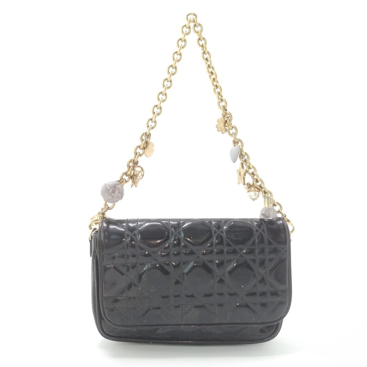 Dior Lady Charms Patent Leather Cannage Pochette