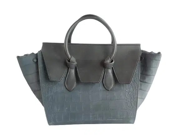 Celine Smooth Calfskin Nubuck Crocodile Embossed Tie Knot Tote-Hover-Image