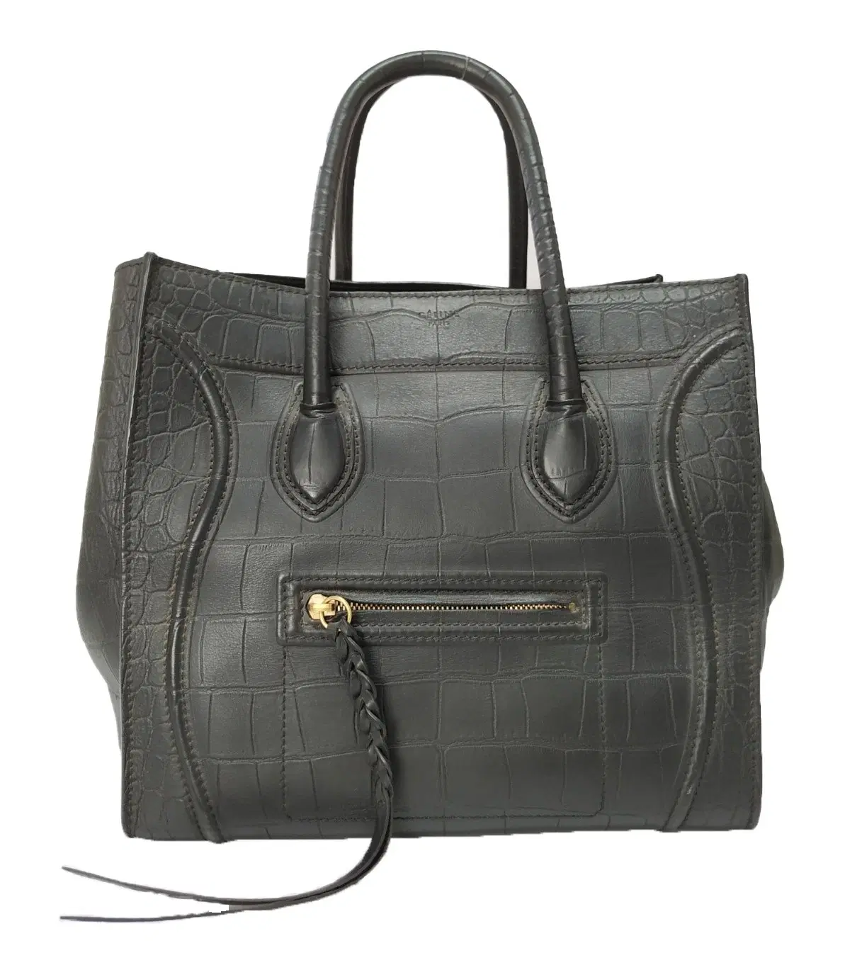 Celine Medium Phantom Luggage Croc Stamped Embossed Leather Tote