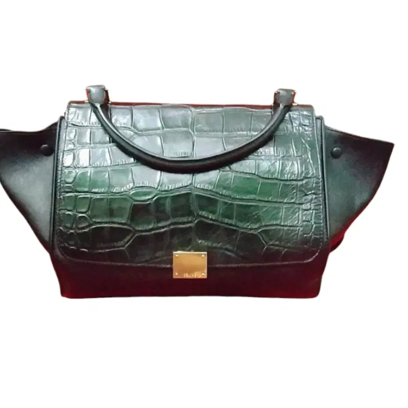 Celine Crocodile Embossed Medium Trapeze Bag