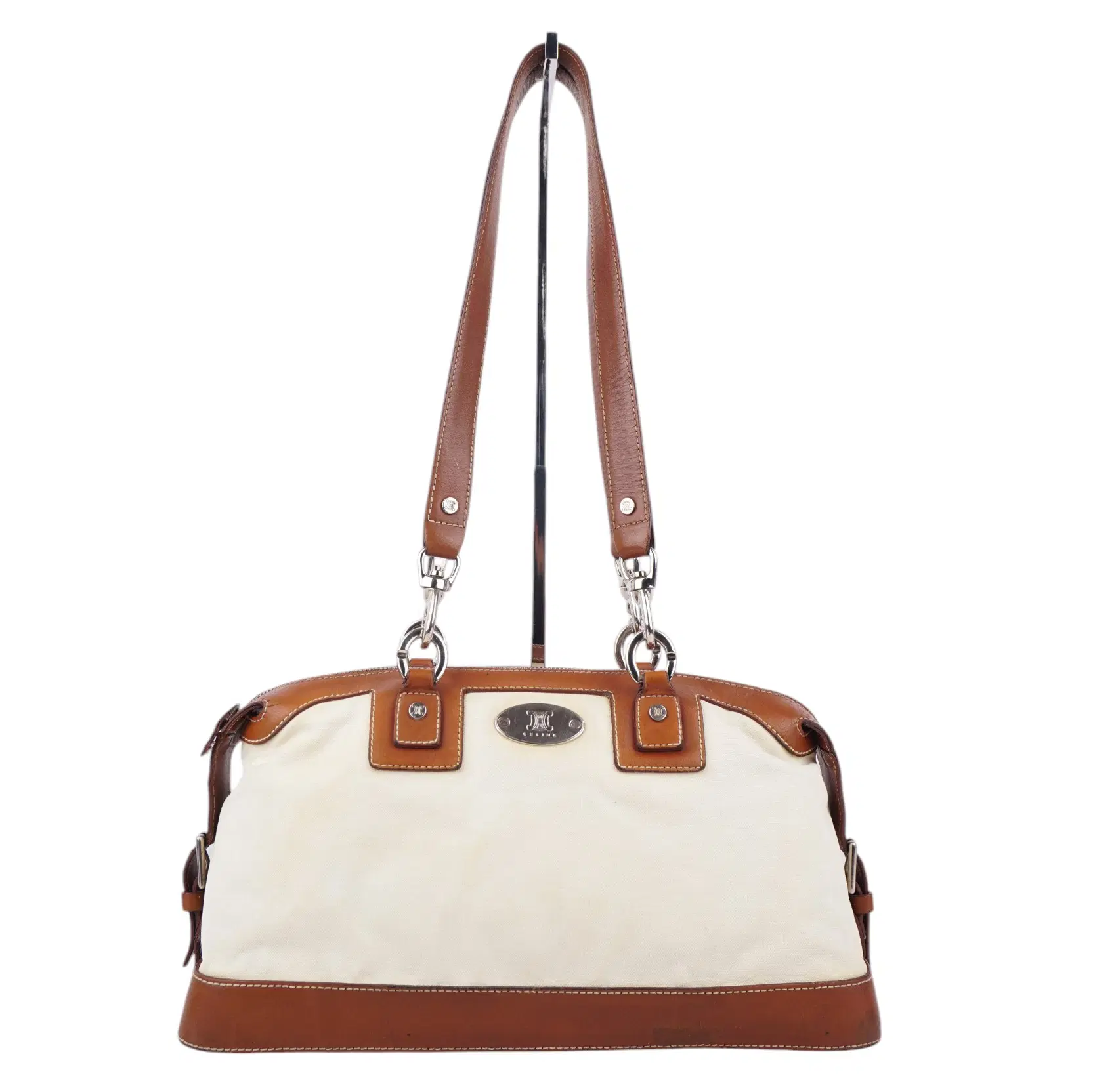 Celine Vintage Leather and Canvas Handbag